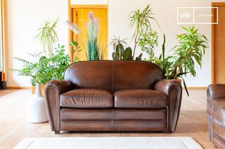 Club-Sofa für 2 Personen aus rehbraunem Leder English Coffee