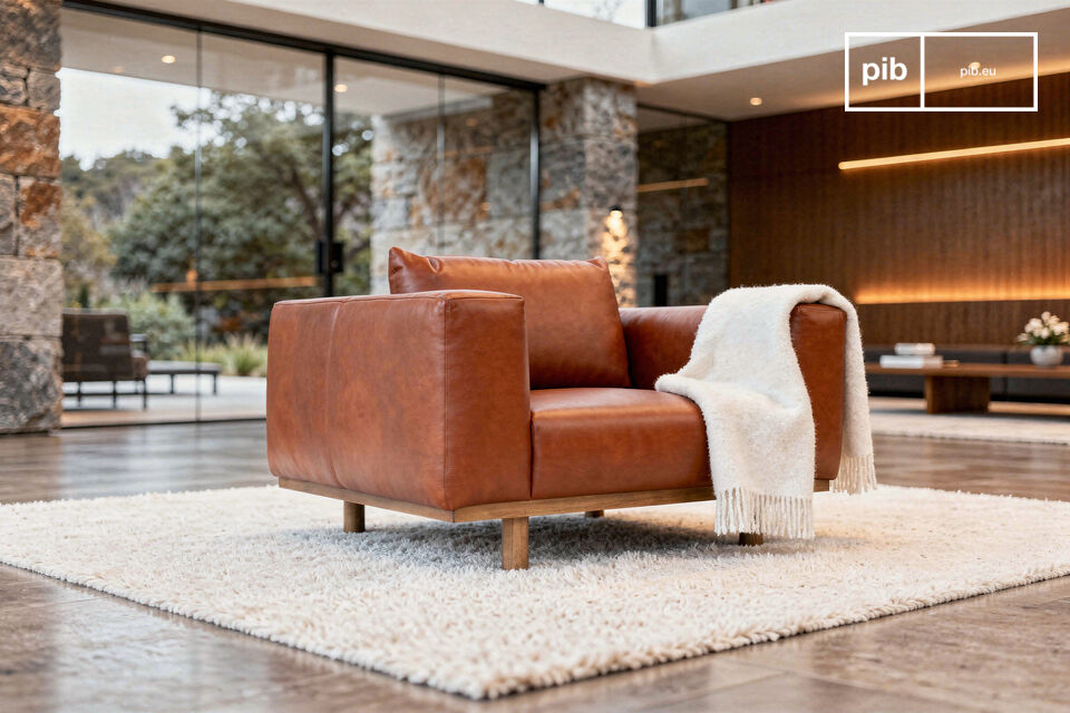 Soft aniline leather and a wide seat for reading and lounging