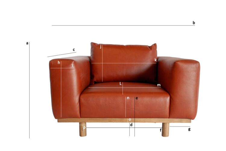 Product Dimensions Cognac leather and oak armchair Andersen