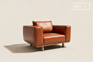 Cognac leather and oak armchair Andersen