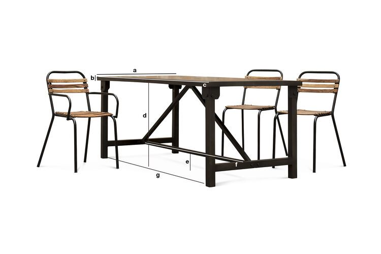 Dimensiones del producto Mesa de comedor de metal gris Kerizel