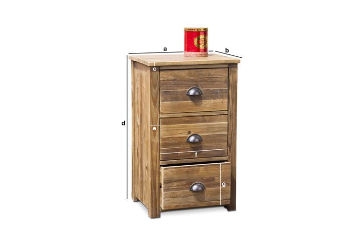Dimensions du produit Commode Buick 3 grands tiroirs