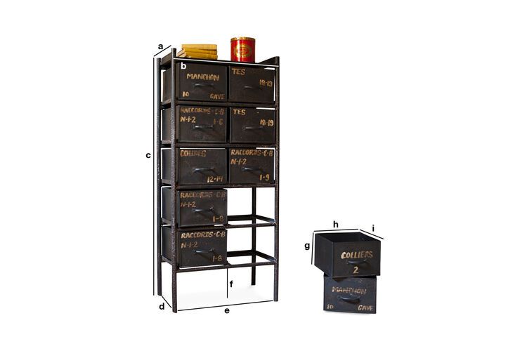 Dimensions du produit Commode d'atelier 10 tiroirs Shelby
