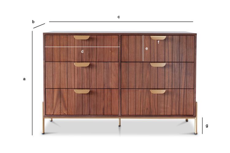 Dimensiones del producto Gran cómoda de madera oscura Aurora