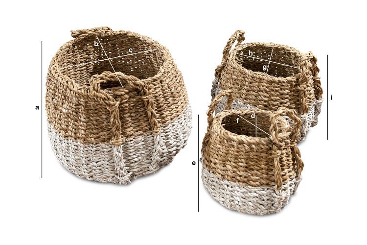 Dimensiones del producto Conjunto de tres cestas de mimbre de calabazas