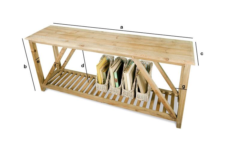 Dimensions du produit Console en bois massif  Cadynam