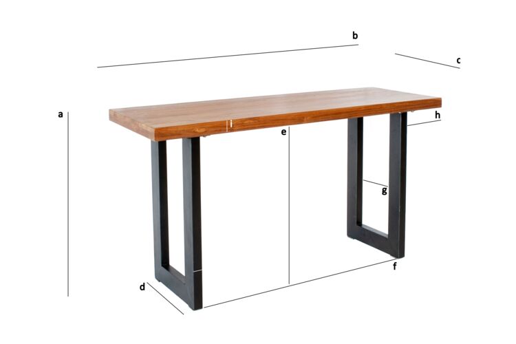 Dimensioni del prodotto Console in teak massiccio Peterstivy