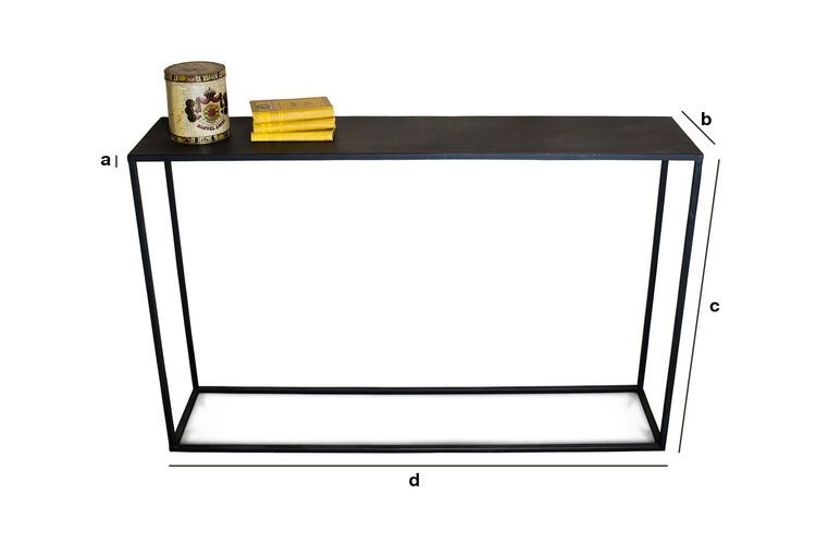 Dimensions du produit Console longue en métal noir  Myriam