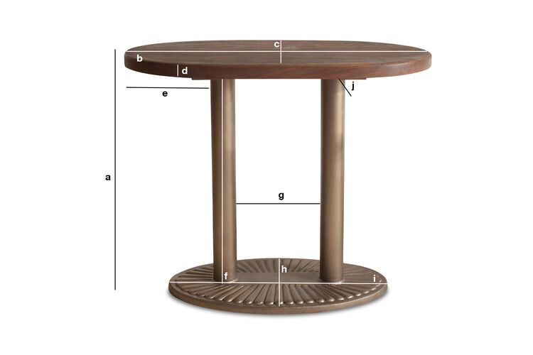 Dimensions du produit Petite table de repas ovale en bois Washington