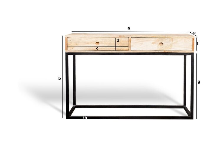 Dimensioni del prodotto Console con cassetti in legno Austin