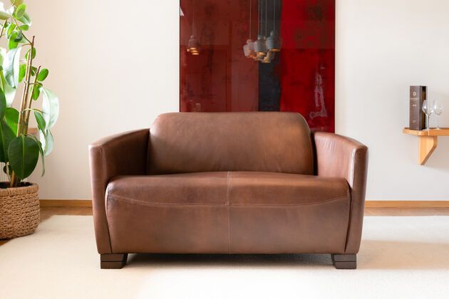2-Sitzer Sofa aus Haselnussleder Red Baron