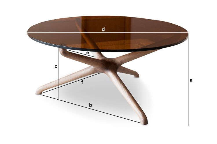 Produktdimensionen Couchtisch aus Glas Nodern