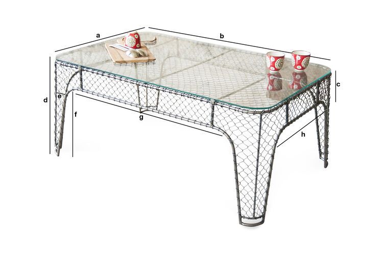 Produktdimensionen Industrieller Couchtisch aus Gittermetall Ontario