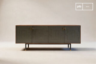 Credenza a 4 ante in noce con motivo Velina