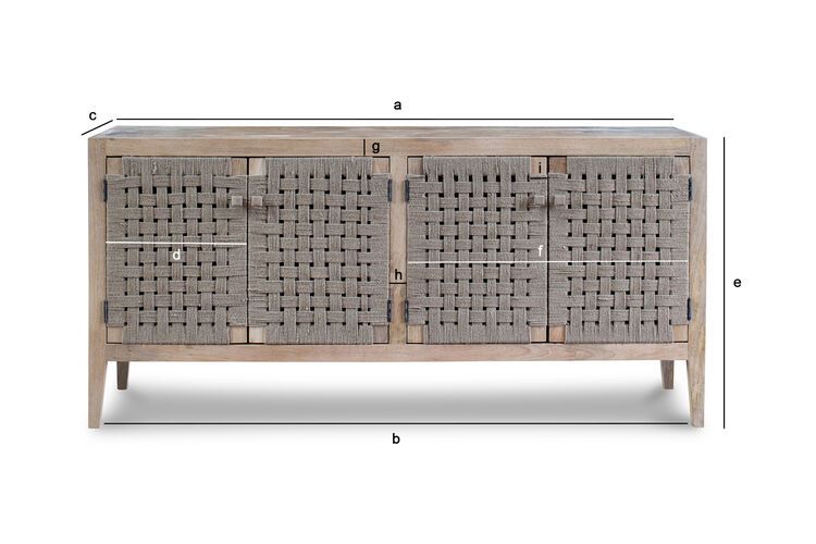Dimensioni del prodotto Credenza Annika in legno e corda Annika