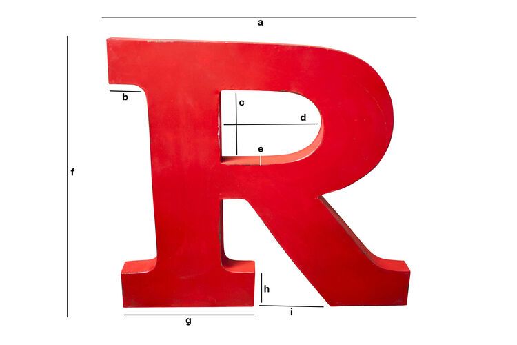 Produktdimensionen Dekorativer Buchstabe R Art