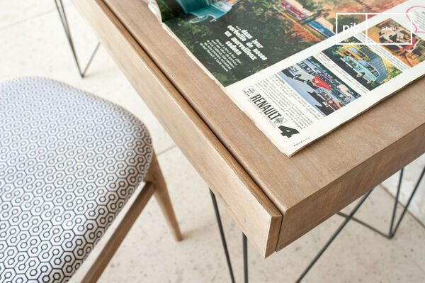 Beautiful combination of solid wood and steel.