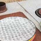 Jeder der 4 Dessertteller hat ein eigenes Motiv und eine eigene Farbe