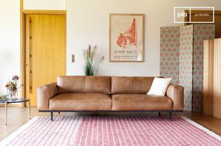 Divano a 3 posti in pelle color avana Almond