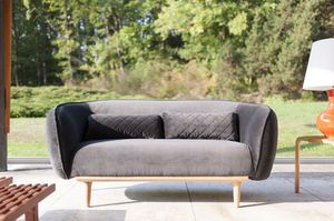 Divano rotondo in velluto grigio Olson