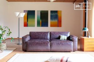 Divano a 2 posti in pelle bordeaux Atsullivan