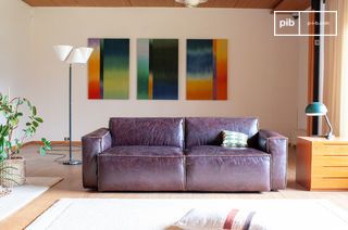 Divano a 2 posti in pelle bordeaux