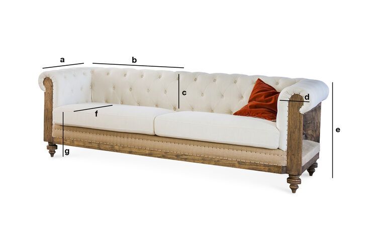 Dimensioni del prodotto Grande divano Chesterfield in lino e cotone color écru Montaigu