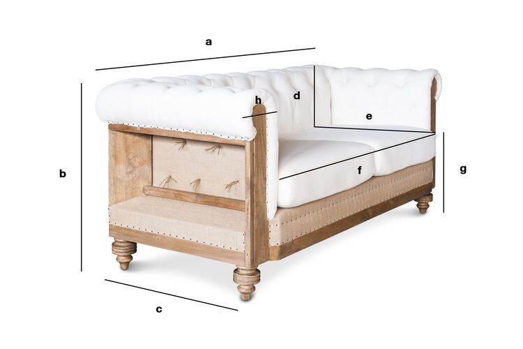 Dimensioni del prodotto Divano Chesterfield a 2 posti in lino e cotone color écru Montaigu