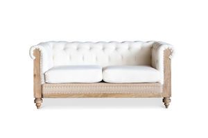 Divano Chesterfield a 2 posti in lino e cotone color écru Montaigu