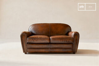 Divano club a 2 posti in pelle color fulvo English Coffee