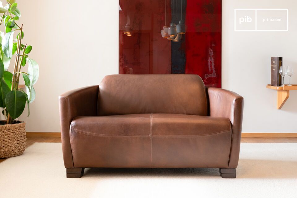 Divano a 2 posti in pelle nocciola Red Baron