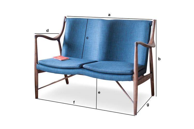 Dimensions du produit Double fauteuil en frêne Graham