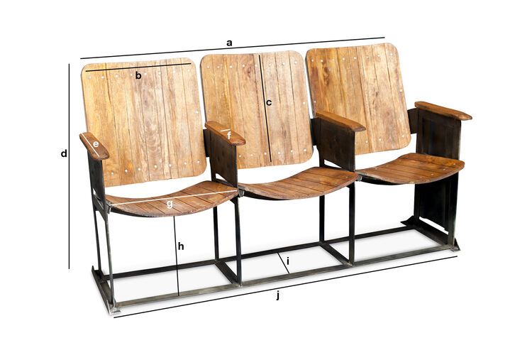 Produktdimensionen Dreifacher Holztheatersitz Hobbs