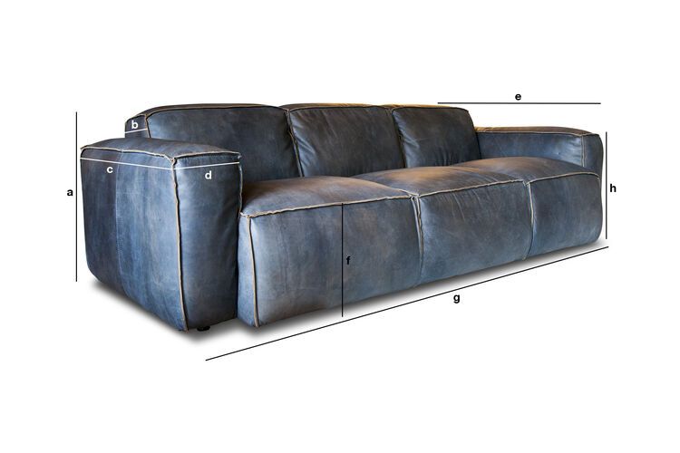 Produktdimensionen 3-Sitzer Ledersofa Atsullivan