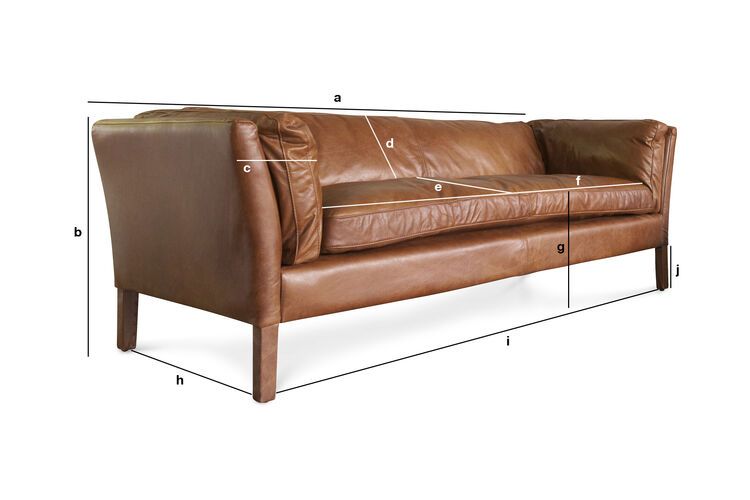 Produktdimensionen 3-Sitzer Sofa aus Kamel-Leder Hamar