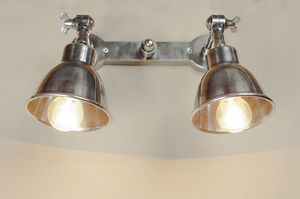 Dubbele zilveren metalen wandlamp Bistrot