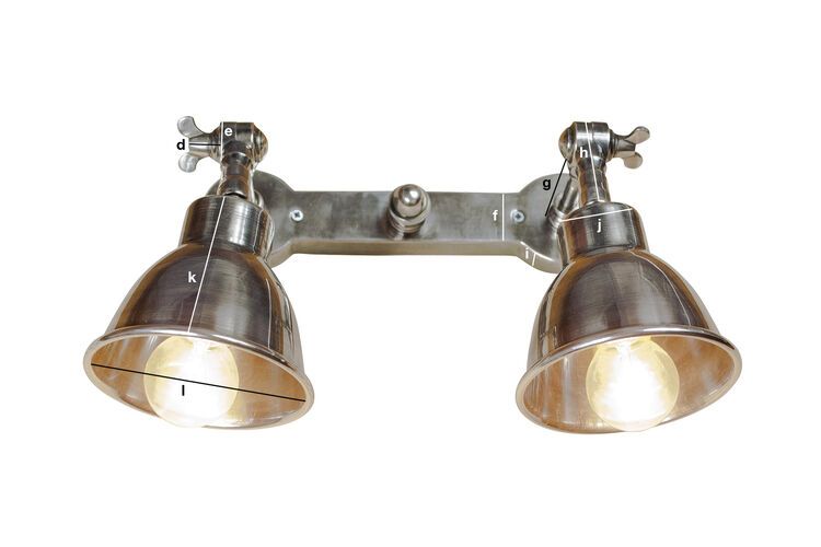 Productafmetingen Dubbele zilveren metalen wandlamp Bistrot