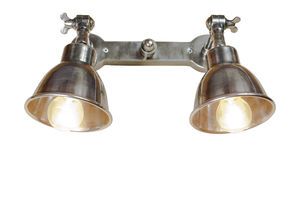 Dubbele zilveren metalen wandlamp Bistrot