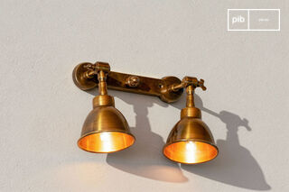Dubbele wandlamp van verouderd messing Bistrot