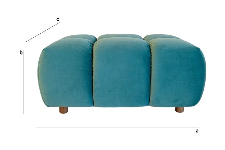 Product Dimensions Duck blue velvet pouffe Atoll