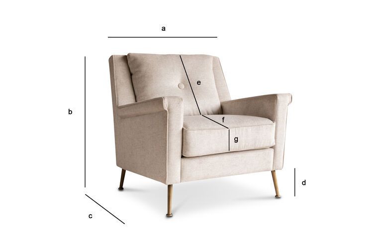 Productafmetingen Fauteuil van beige fluweel Elbrousse