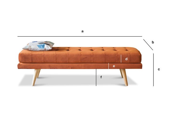 Product Dimensions Orange velvet bench Elmas
