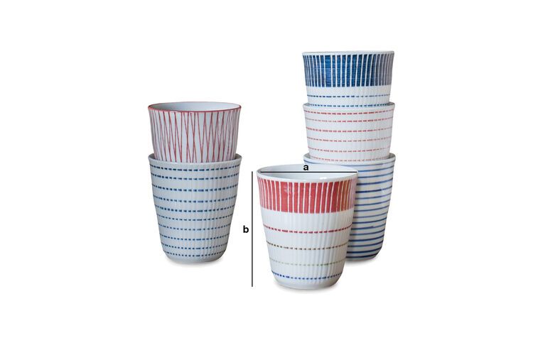 Dimensions du produit Ensemble de 6 tasses en porcelaine Grite