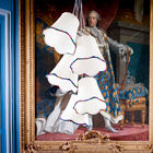 Beautiful suspension composed of 5 white lampshades.