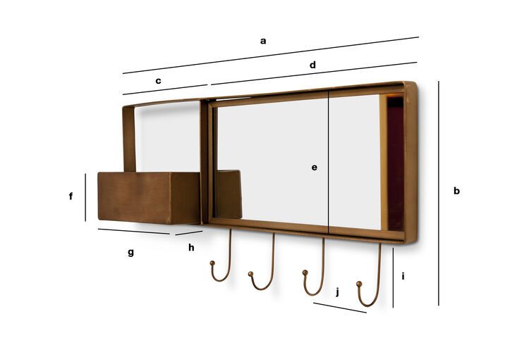 Dimensiones del producto Espejo de pared y perchero Mimizan
