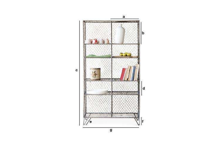 Dimensiones del producto Librería de metal con rejilla Ontario