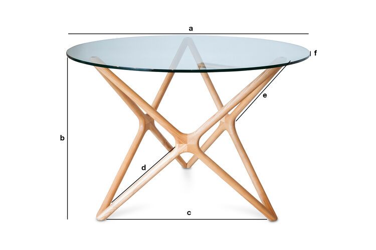 Produktdimensionen Estrella Esstisch aus Glas