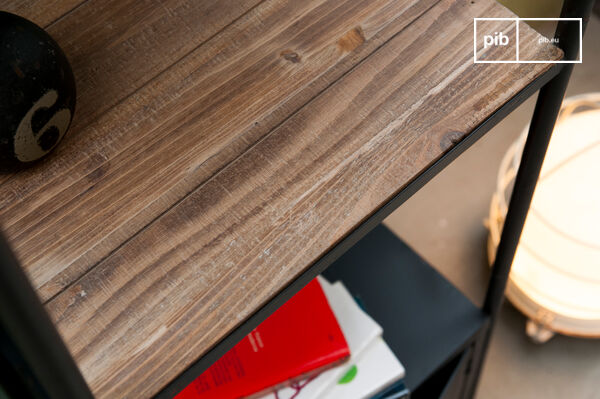 Its structure is made out of steel and its shelves are made out of sturdy durable wood that will be