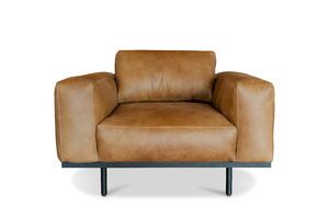 Fauteuil en cuir havane Almond