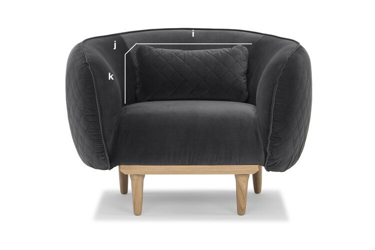 Dimensions du produit Fauteuil arrondi en velours gris Olson